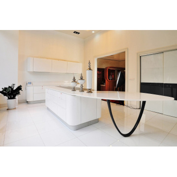 Amazing High Gloss White Curved Bench Top Armoires de cuisine